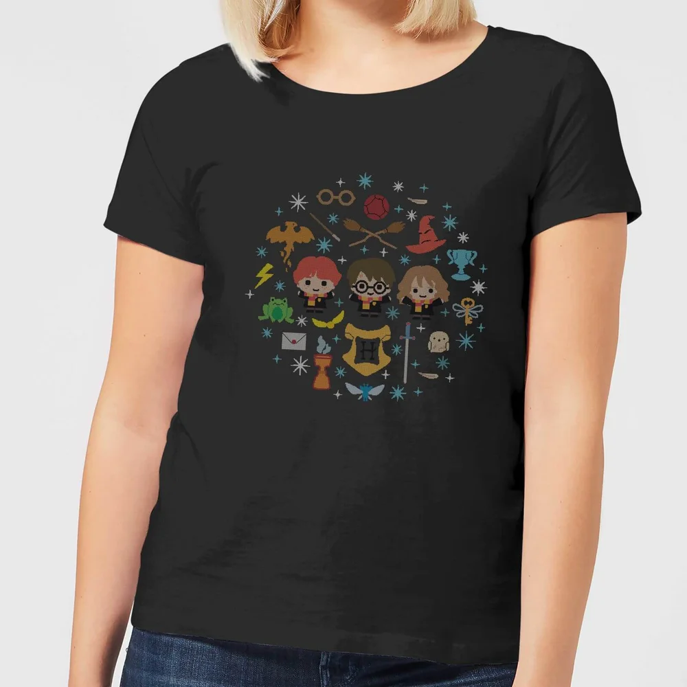 Harry Potter Characters Women's Christmas T-Shirt - Black - XS Image 1