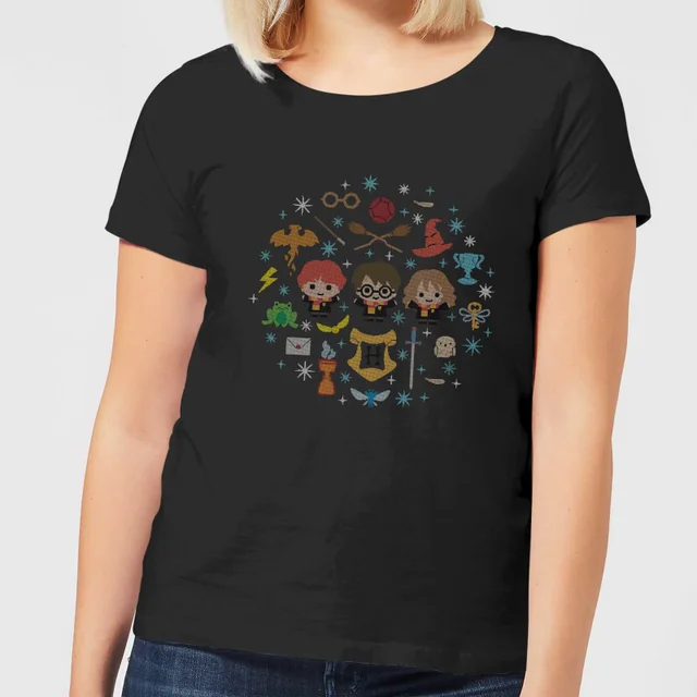 Harry Potter Characters Women's Christmas T-Shirt - Black
