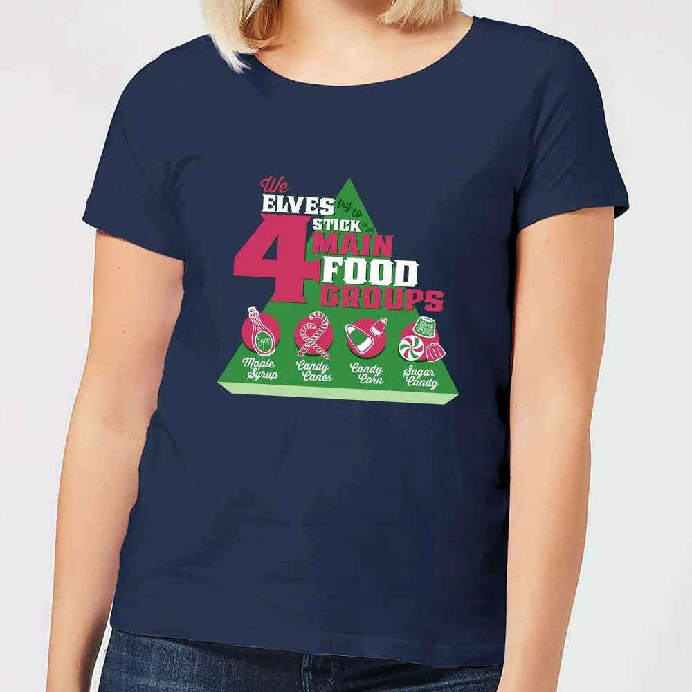Elf Food Groups Women's Christmas T-Shirt - Navy - L Image 1