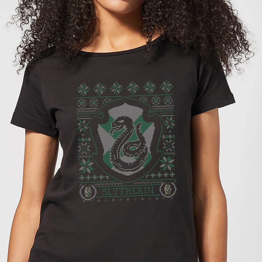 Harry Potter Slytherin Crest Women's Christmas T-Shirt - Black - M Image 1