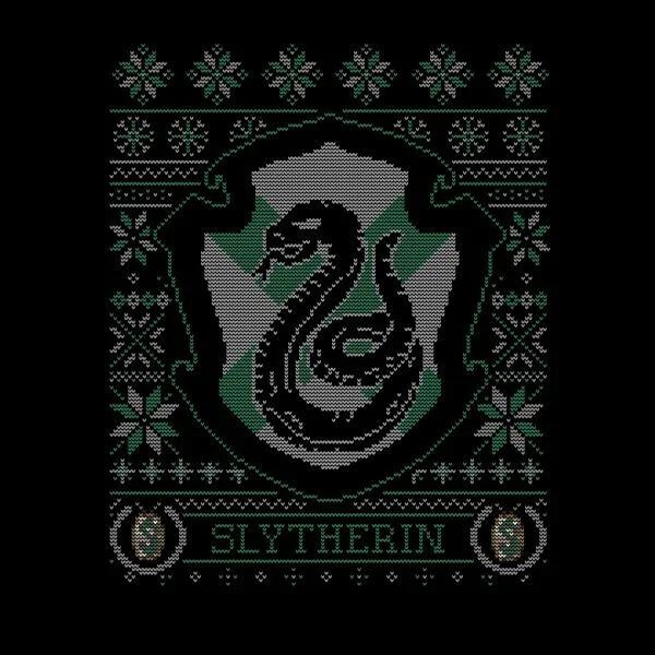Harry Potter Slytherin Crest Women's Christmas T-Shirt - Black