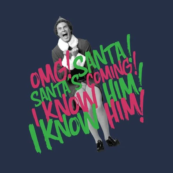 Elf Santa! I Know Him! Women's Christmas T-Shirt - Navy