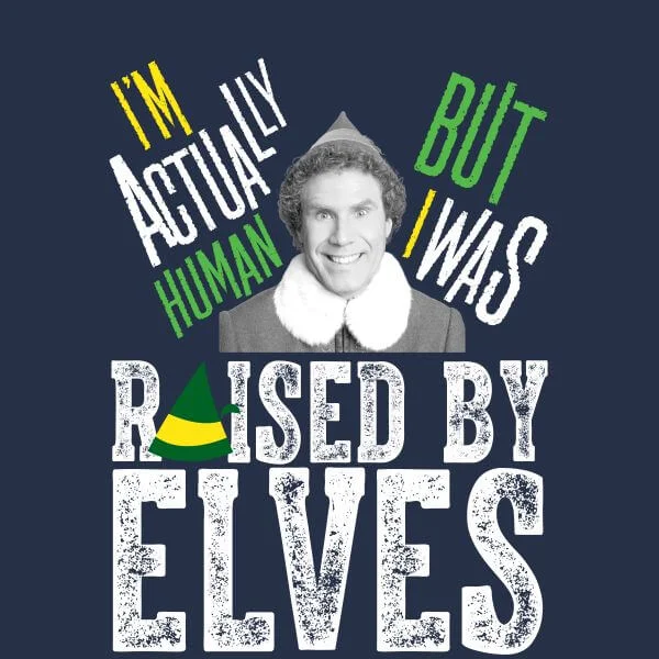 Elf Raised By Elves Women's Christmas T-Shirt - Navy