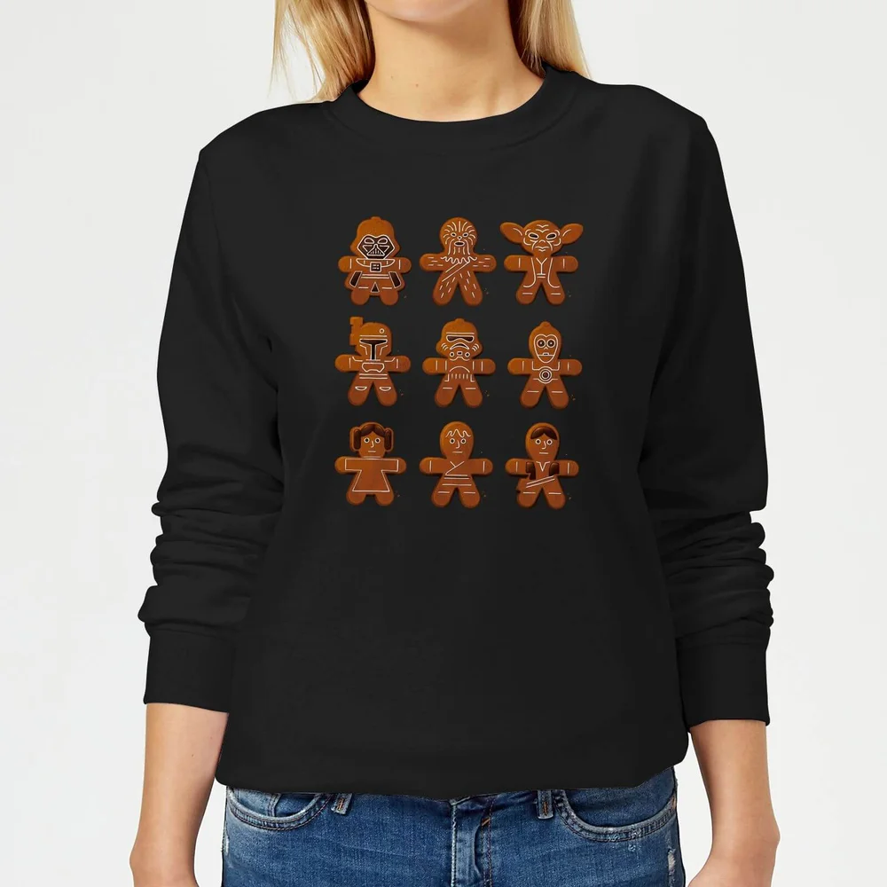 Star Wars Gingerbread Characters Women's Christmas Jumper - Black - 3XL Image 1