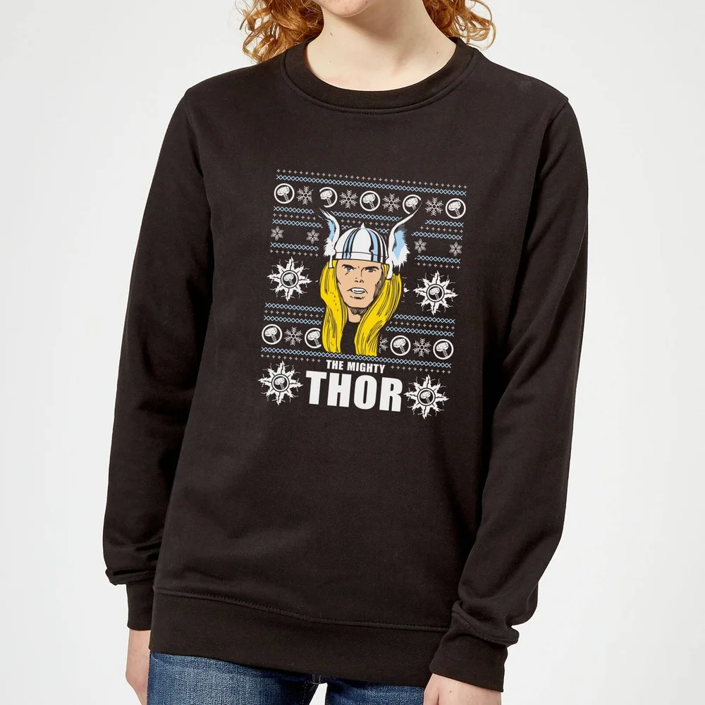 Marvel Thor Face Women's Christmas Jumper - Black - 3XL - Black Image 1
