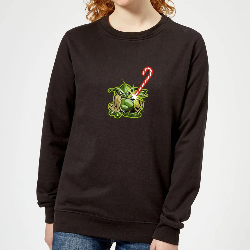 Star Wars Candy Cane Yoda Women's Christmas Jumper - Black - 3XL - Black Image 1