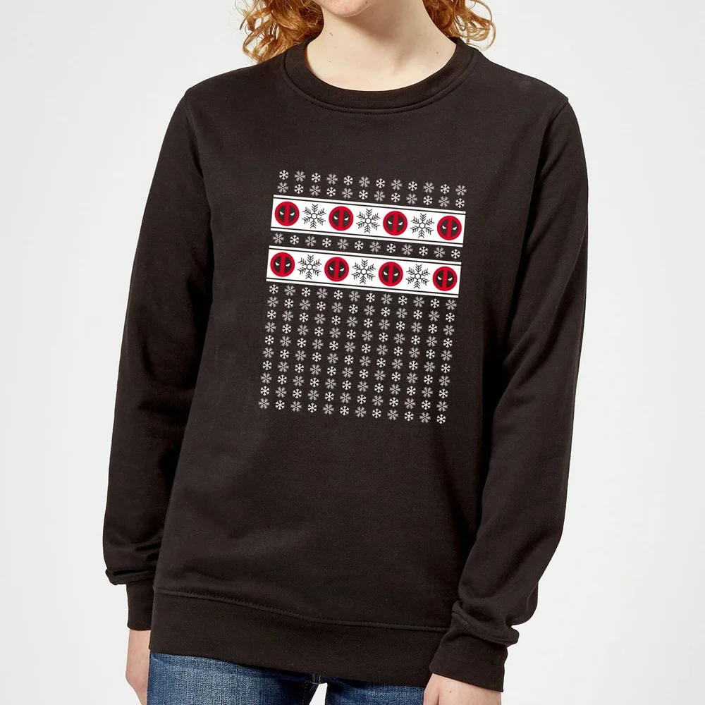 Marvel Deadpool Snowflakes Women's Christmas Jumper - Black - 3XL - Black Image 1