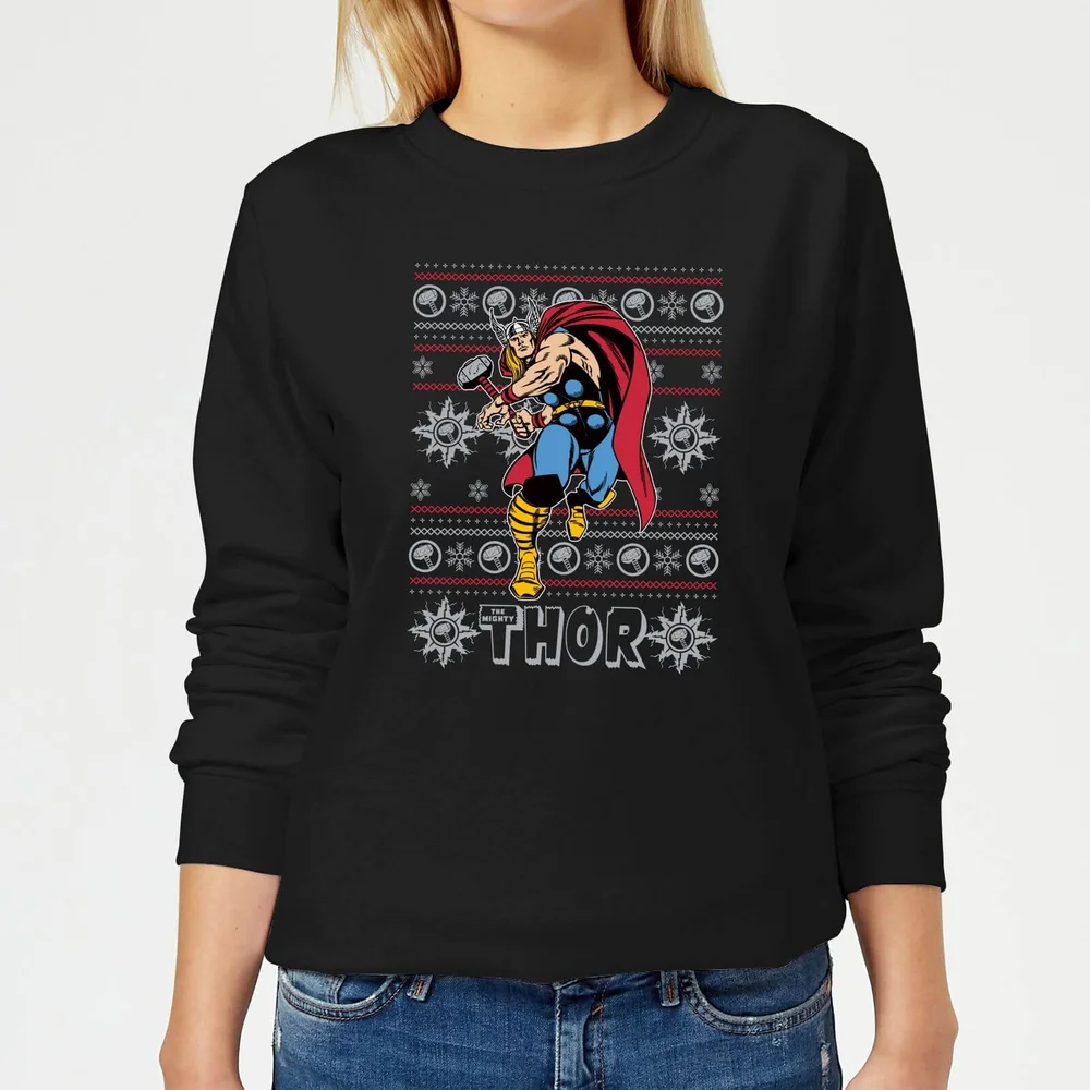 Marvel Thor Women's Christmas Jumper - Black - 3XL Image 1