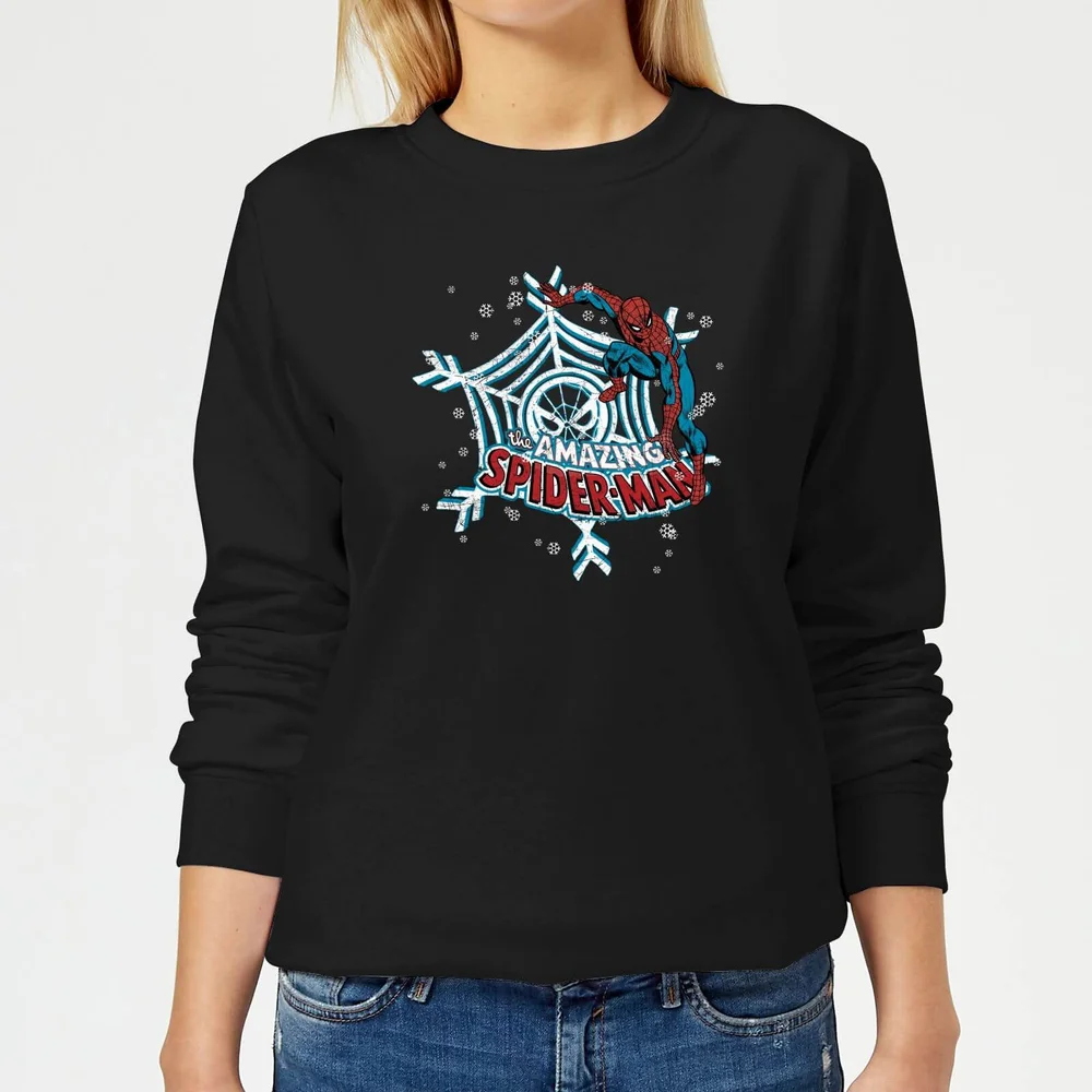 Marvel The Amazing Spider-Man Snowflake Web Women's Christmas Jumper - Black - 3XL Image 1