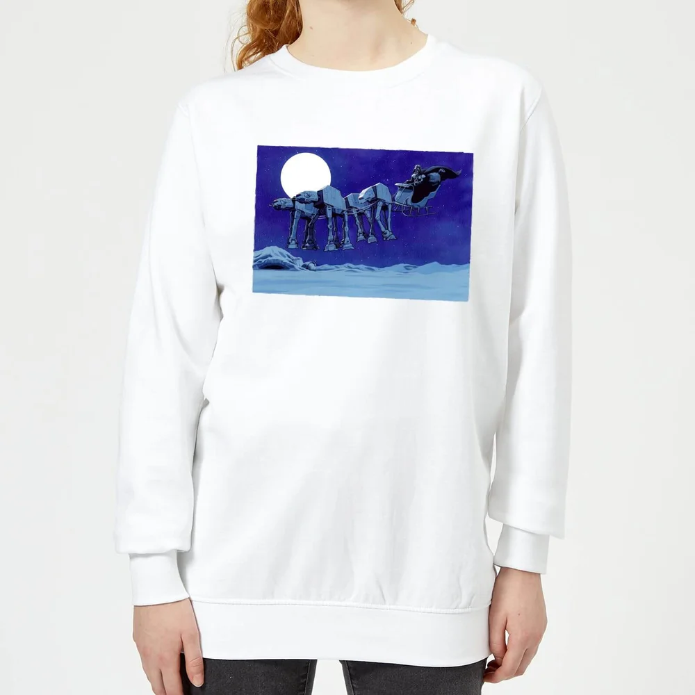Star Wars AT-AT Darth Vader Sleigh Women's Christmas Jumper - White - XS Image 1