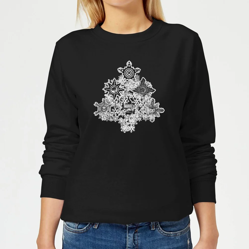 Marvel Shields Snowflakes Women's Christmas Jumper - Black - 3XL Image 1
