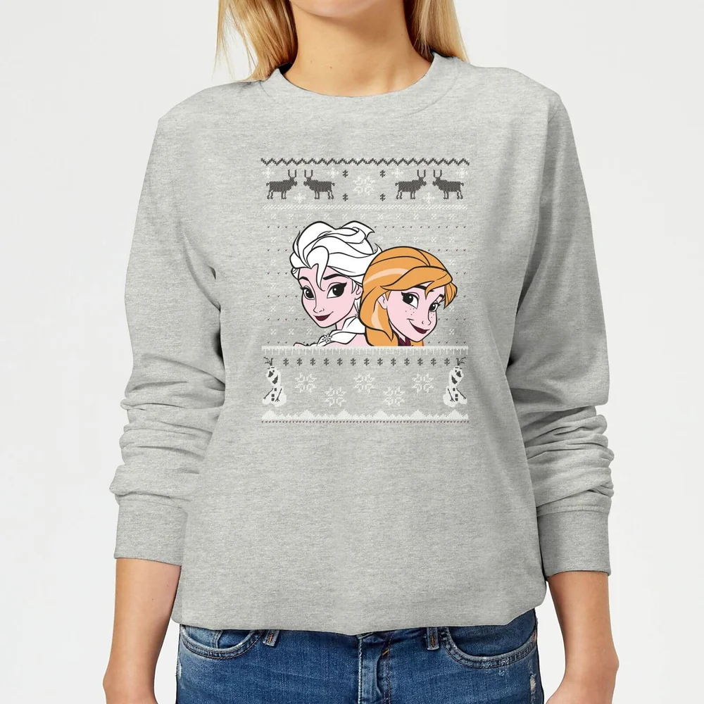 Disney Frozen Elsa and Anna Women's Christmas Sweatshirt - Grey - 3XL Image 1