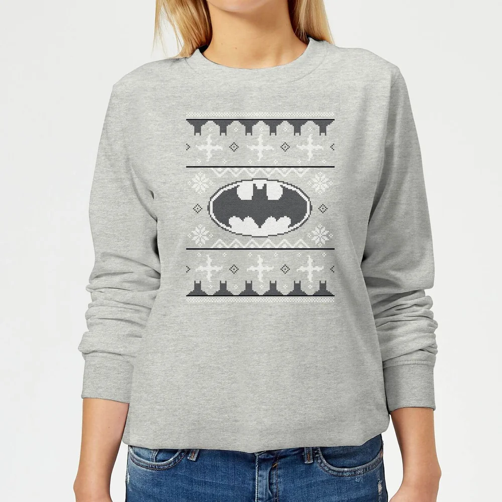 DC Comics Batman Knit Women's Christmas Sweater in Grey - 3XL Image 1