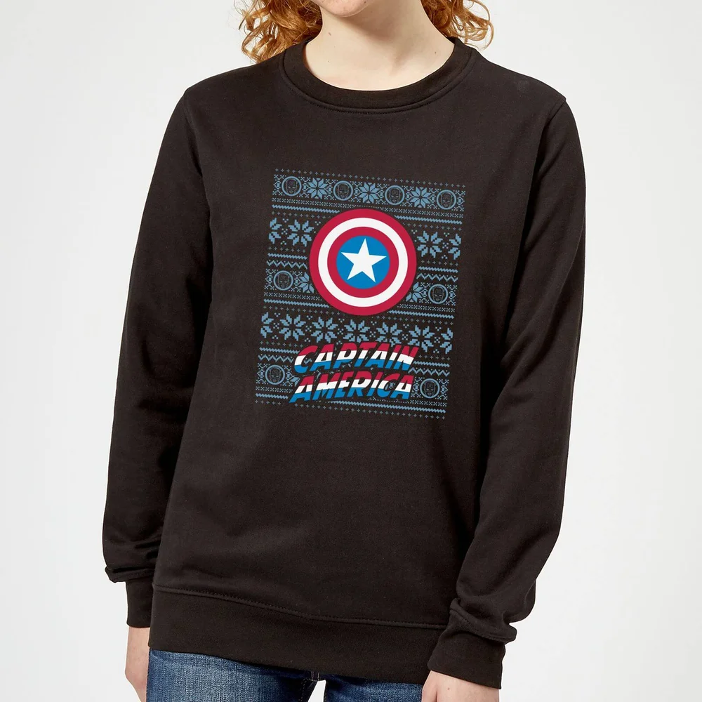 Marvel Captain America Women's Christmas Jumper - Black - 3XL - Black Image 1