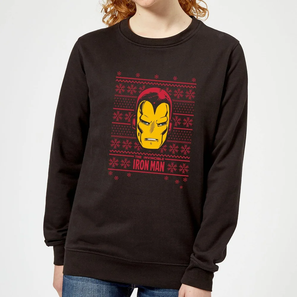 Marvel Iron Man Face Women's Christmas Jumper - Black - 3XL - Black Image 1