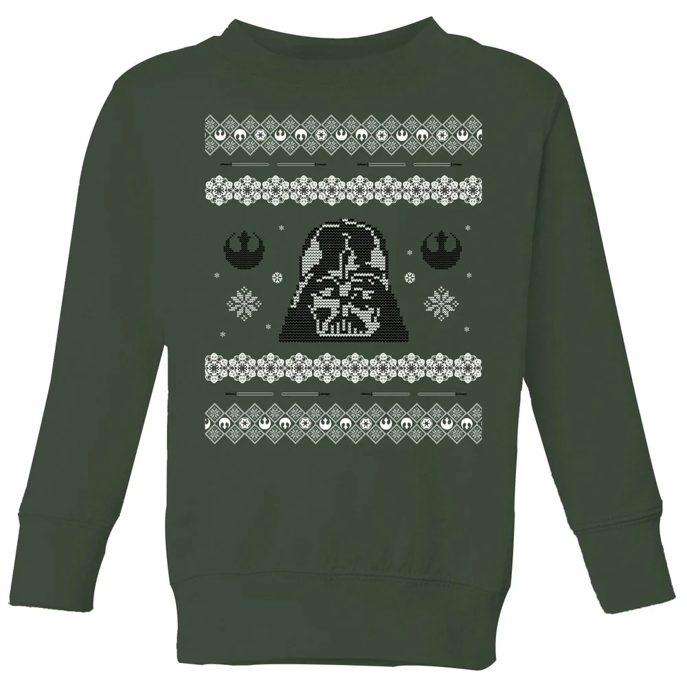 Star Wars Darth Vader Knit Kids' Christmas Jumper - Forest Green - 3-4 Years Image 1