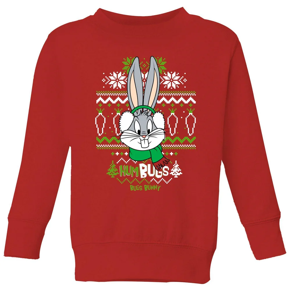 Looney Tunes Bugs Bunny Knit Kids' Christmas Jumper - Red - 3-4 Years Image 1