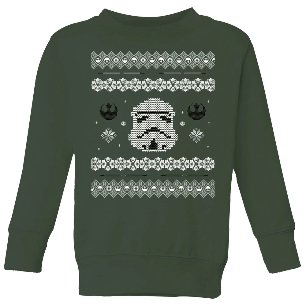 Star Wars Stormtrooper Knit Kids' Christmas Jumper - Forest Green - 3-4 Years Image 1