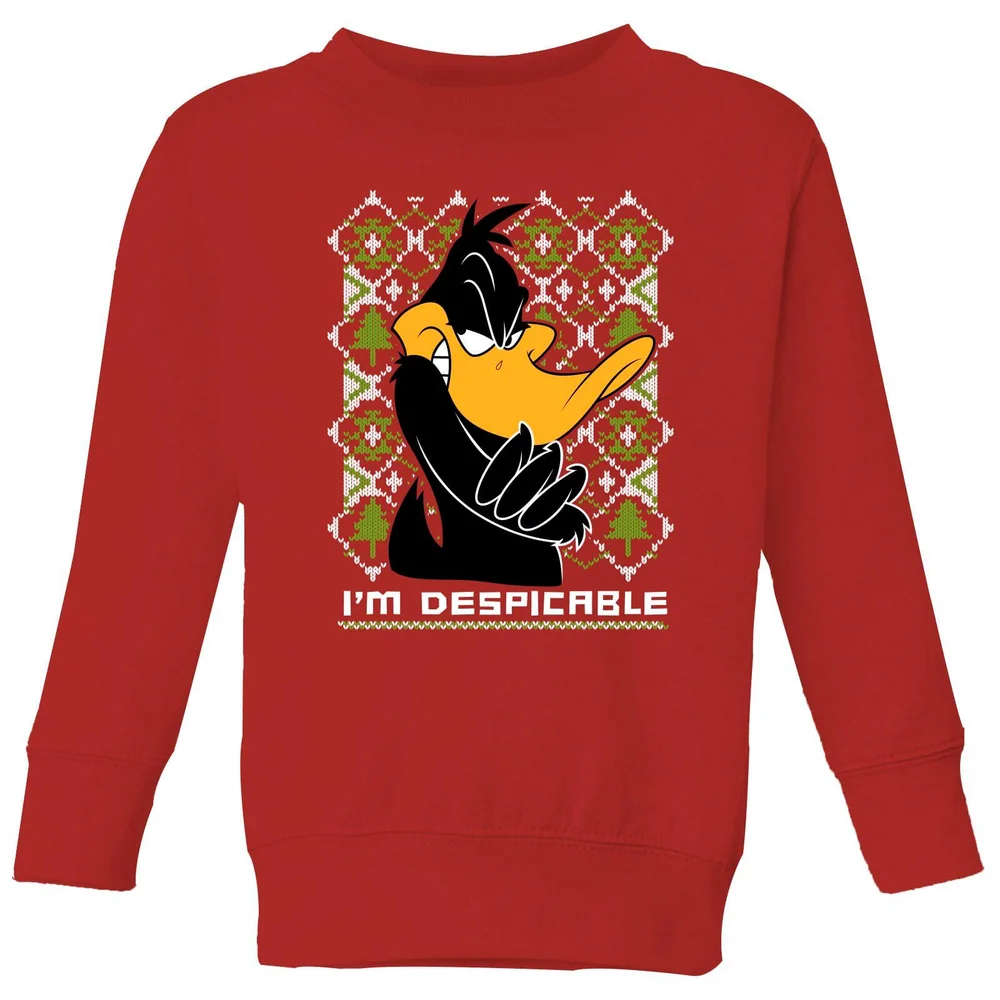Looney Tunes Daffy Duck Knit Kids' Christmas Jumper - Red - 3-4 Years Image 1