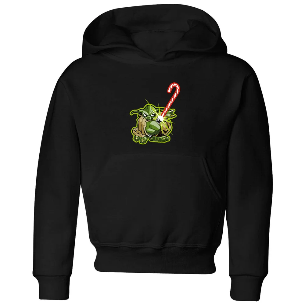 Star Wars Candy Cane Yoda Kids' Christmas Hoodie - Black - 3-4 Years Image 1
