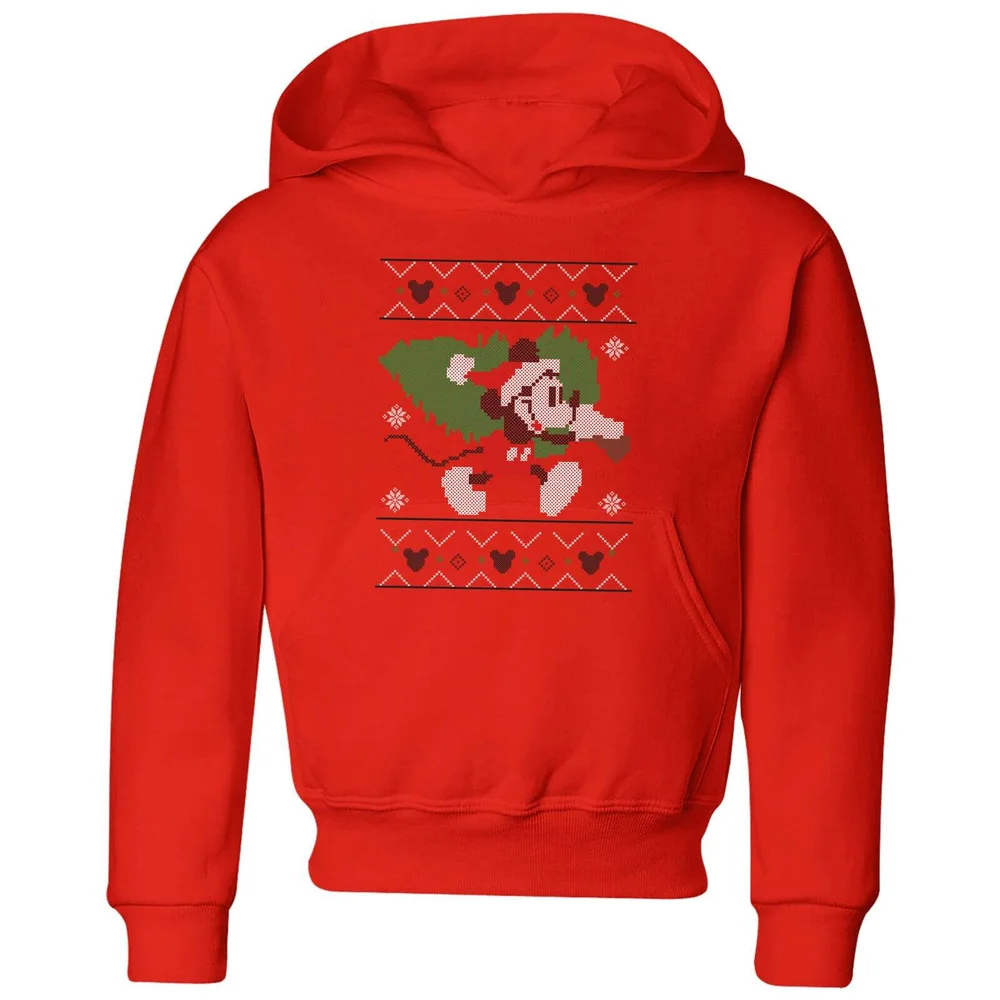 Disney Tree Mickey Kids' Christmas Hoodie - Red - 3-4 Years Image 1