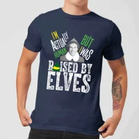 Elf Raised By Elves Men's Christmas T-Shirt - Navy