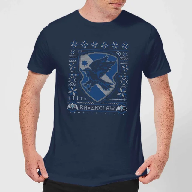 Harry Potter Ravenclaw Crest Men's Christmas T-Shirt - Navy