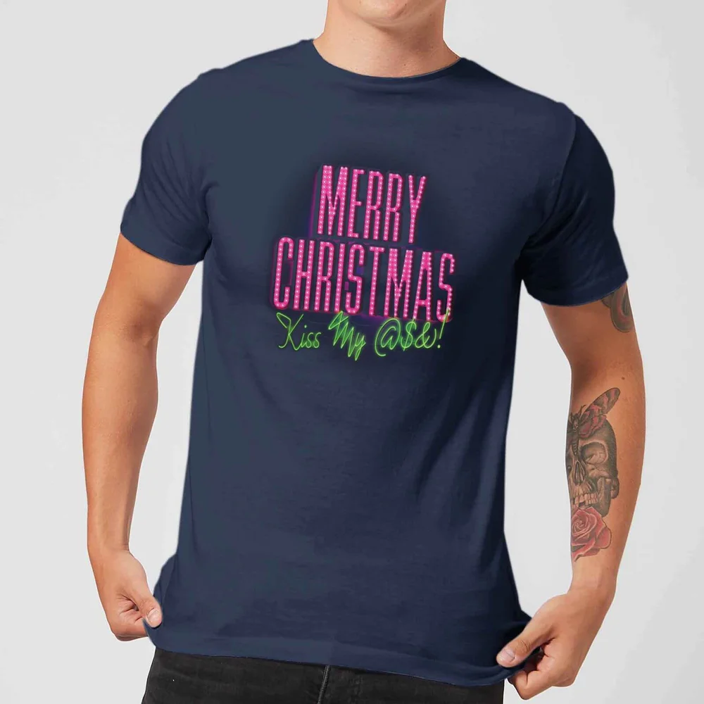 National Lampoon Merry Christmas (Kiss My @$$) Men's Christmas T-Shirt - Navy - S Image 1