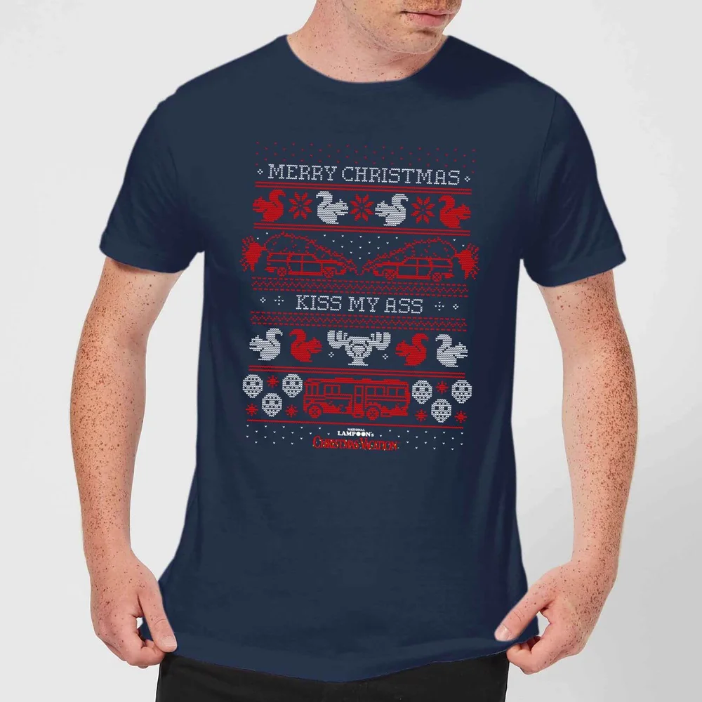 National Lampoon Merry Christmas Knit Men's Christmas T-Shirt - Navy - M Image 1