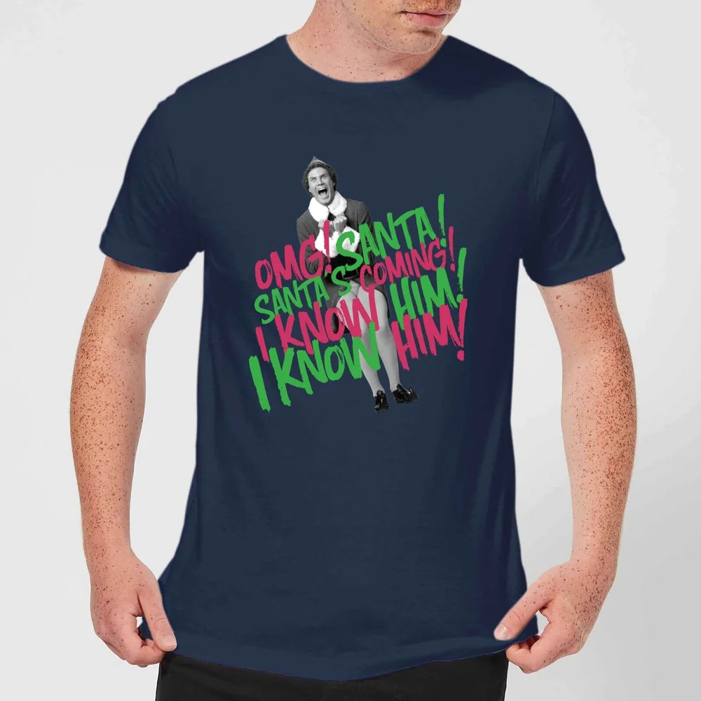 Elf Santa! I Know Him! Men's Christmas T-Shirt - Navy - S Image 1
