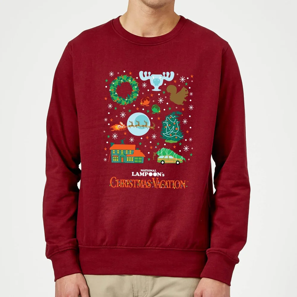 National Lampoon Griswold Christmas Starter Pack Christmas Jumper - Burgundy - S Image 1