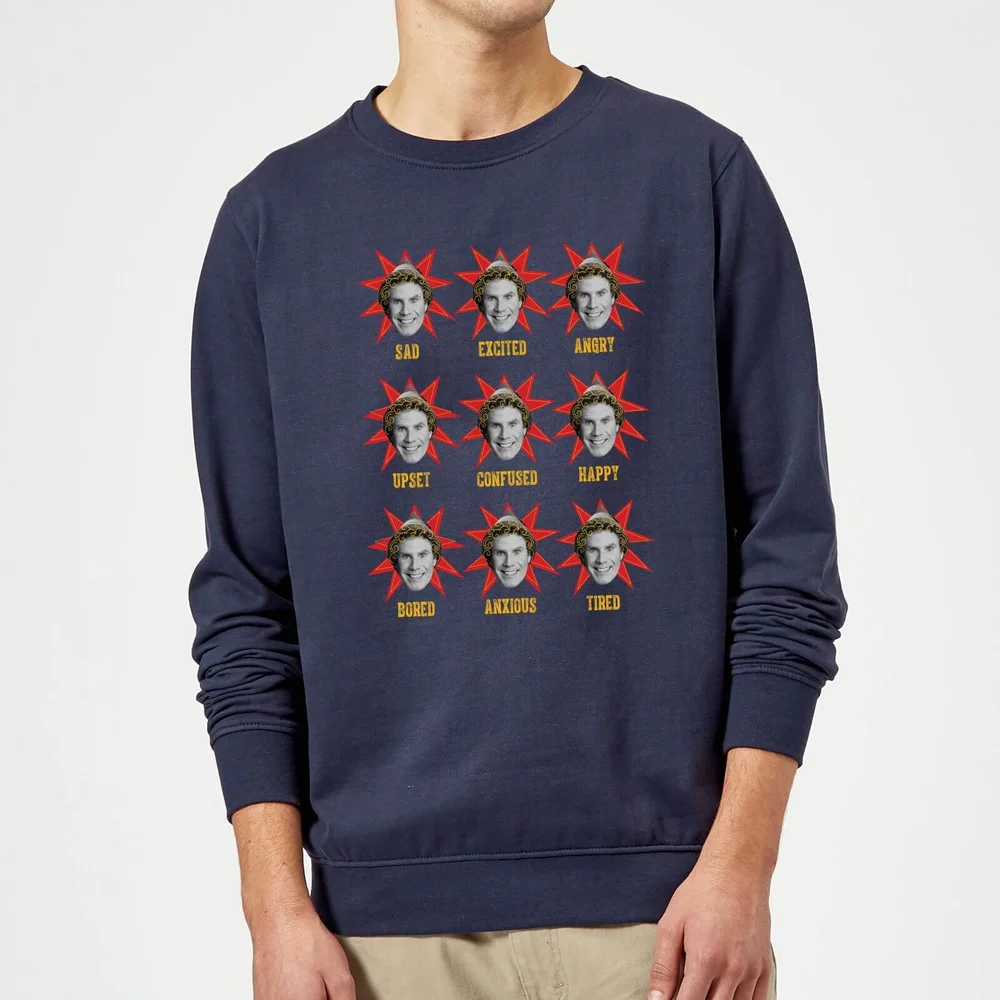 Elf Faces Christmas Jumper - Navy - S Image 1
