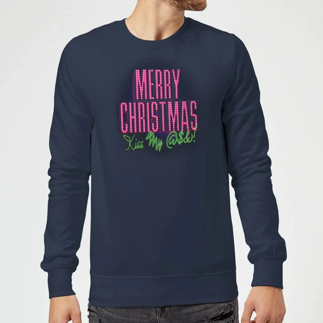 National Lampoon Merry Christmas (Kiss My @$$) Christmas Jumper - Navy