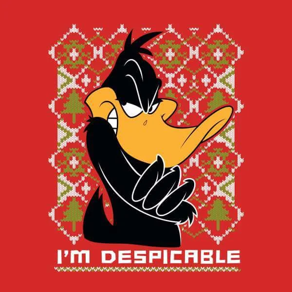 Looney Tunes Daffy Duck Knit Christmas Jumper - Red