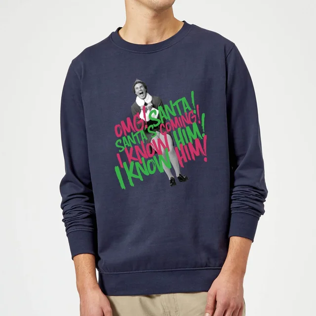 Elf Santa! I Know Him! Christmas Jumper - Navy