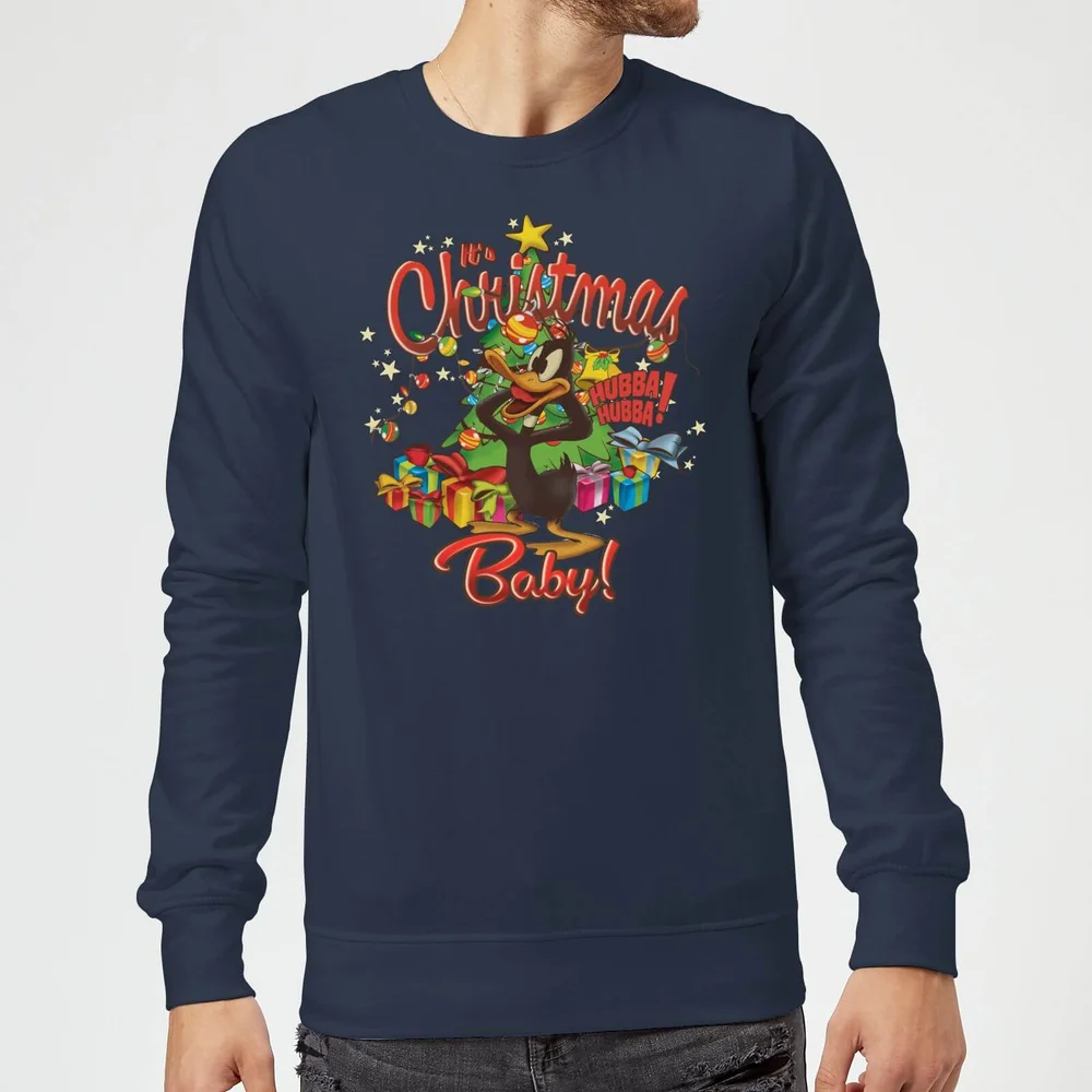 Looney Tunes Its Christmas Baby Christmas Jumper - Navy - S Image 1