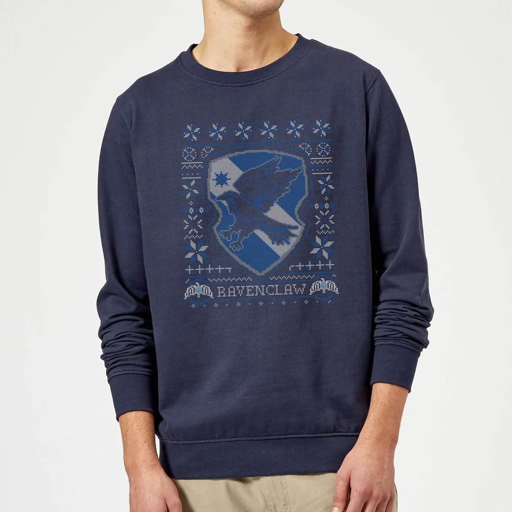 Harry Potter Ravenclaw Crest Christmas Jumper - Navy - S Image 1