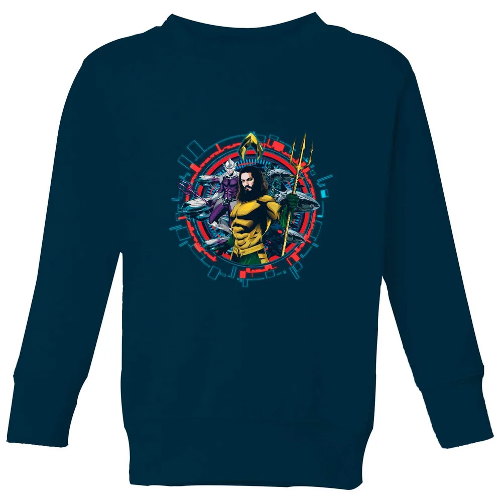 Aquaman Circular Portrait Kids' Sweatshirt - Navy - 3-4 Years Image 1