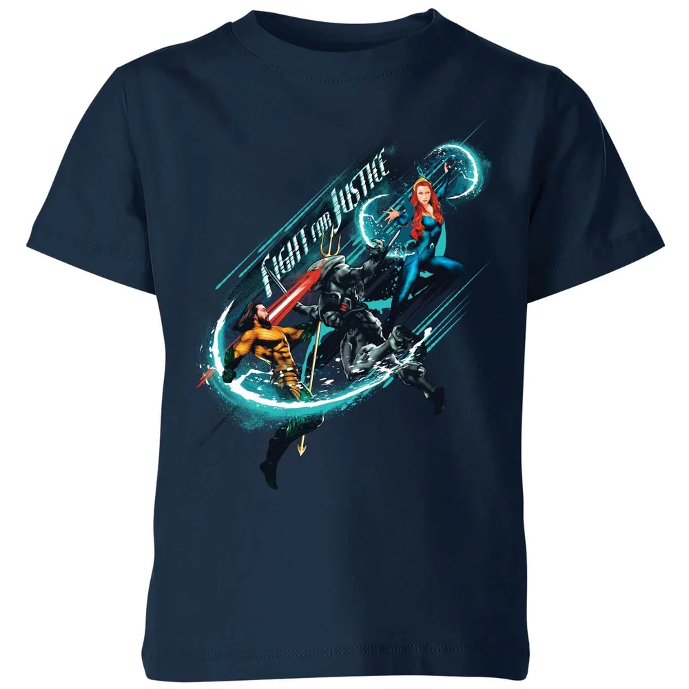 Aquaman Fight for Justice Kids' T-Shirt - Navy - 3-4 Years Image 1