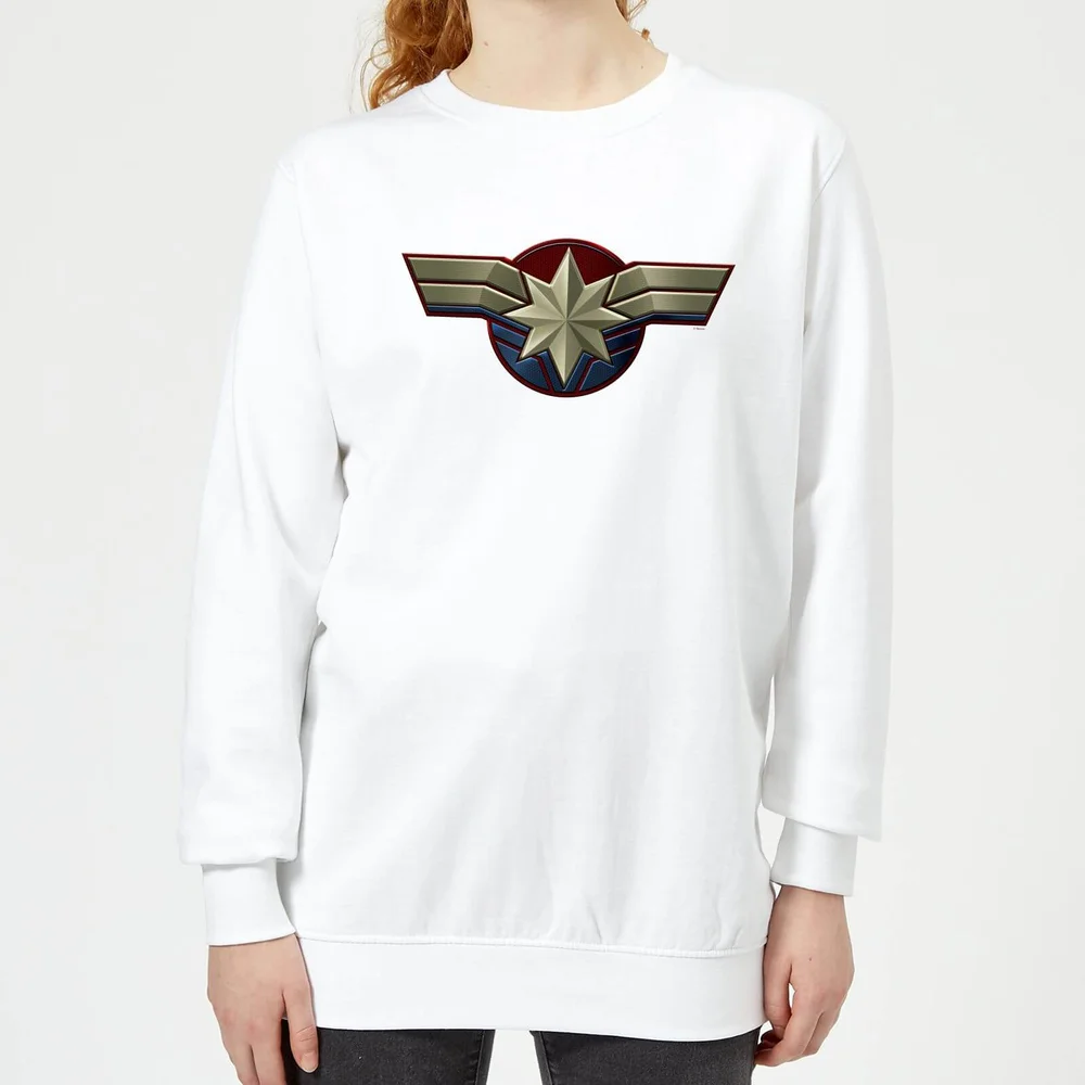Captain Marvel Chest Emblem Women's Sweatshirt - White - XS Image 1