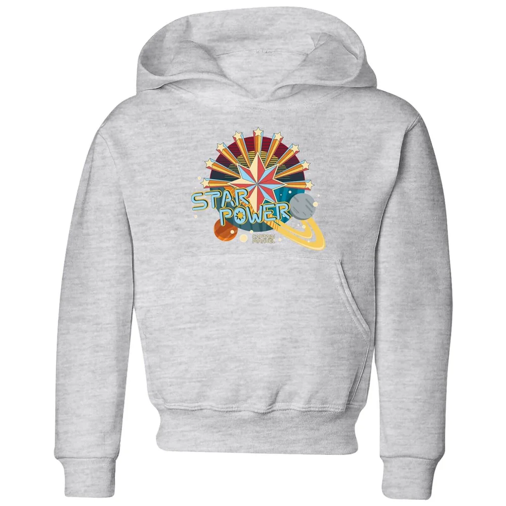 Captain Marvel Star Power Kids' Hoodie - Grey - 3-4 Years Image 1
