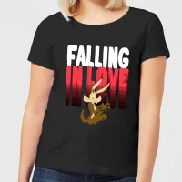 Looney Tunes Falling In Love Wile E. Coyote Women's T-Shirt - Black - undefined undefined