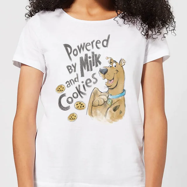 Scooby Doo Powered By Milk And Cookies Women's T-Shirt - White