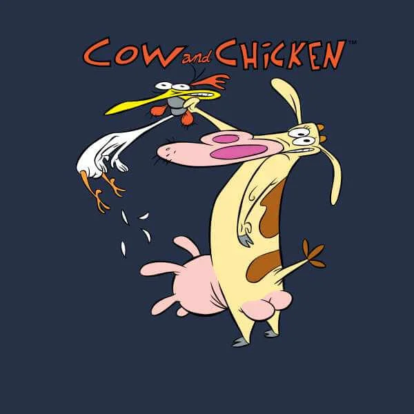 Cow and Chicken Characters Men's T-Shirt - Navy