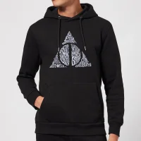 Harry Potter Deathly Hallows Text Hoodie - Black - undefined undefined