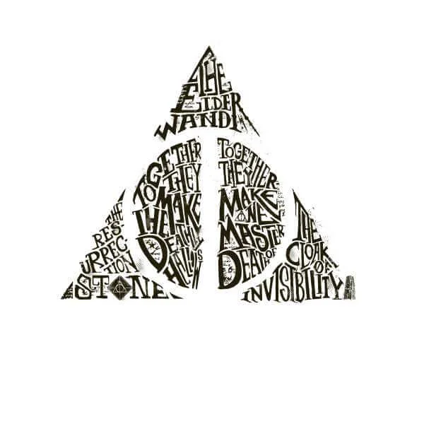 Harry Potter Deathly Hallows Text Sweatshirt - White