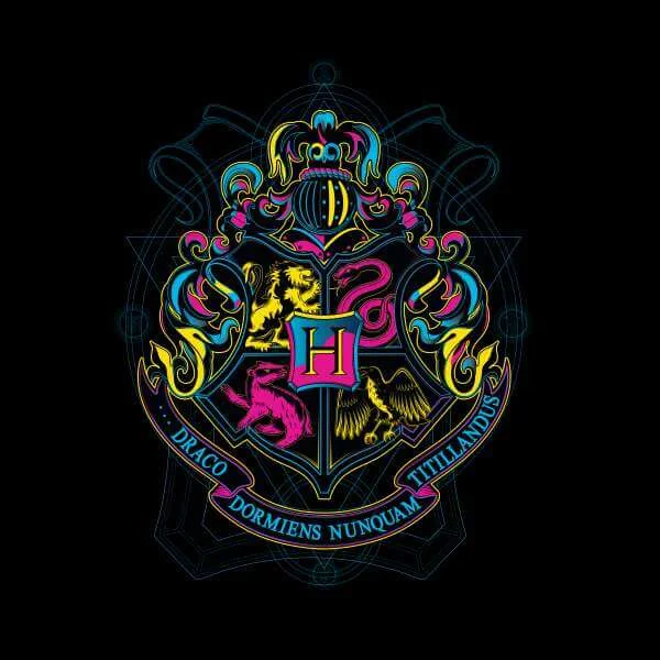Harry Potter Hogwarts Neon Crest Sweatshirt - Black