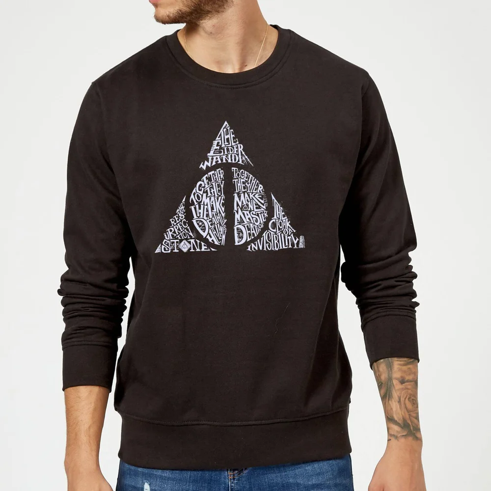 Harry Potter Deathly Hallows Text Sweatshirt - Black - S Image 1