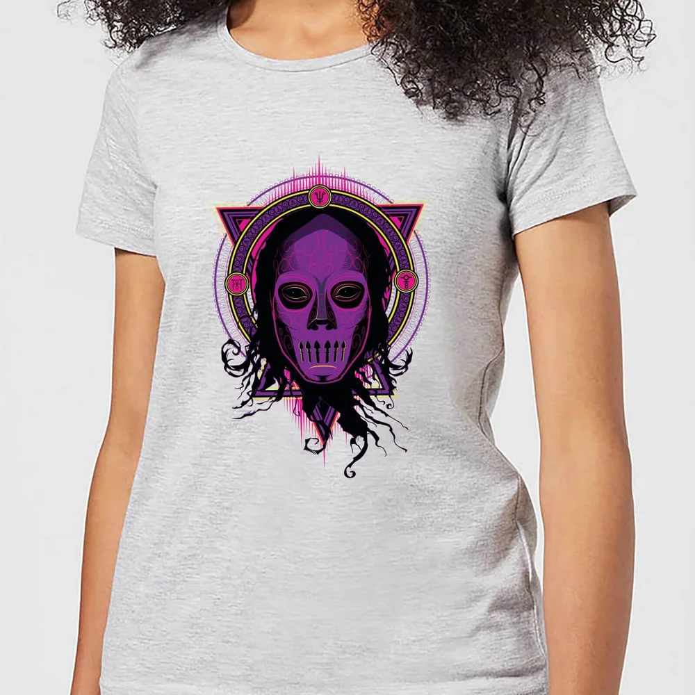 Harry Potter Death Mask 2 Neon Women's T-Shirt - Grey - XS Image 1