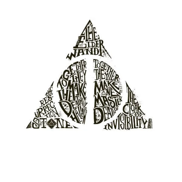 Harry Potter Deathly Hallows Text Women's T-Shirt - White